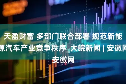 天盈财富 多部门联合部署 规范新能源汽车产业竞争秩序_大皖新闻 | 安徽网