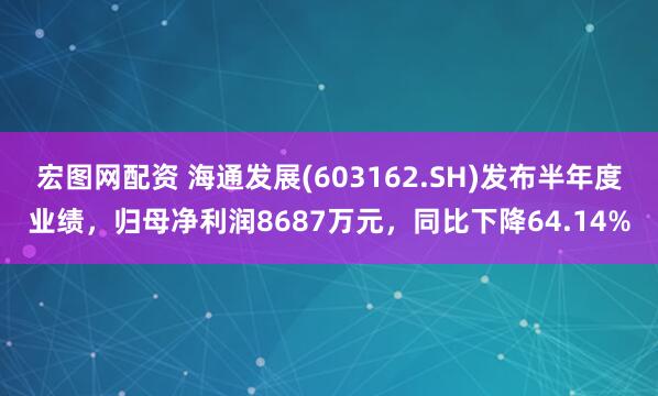 宏图网配资 海通发展(603162.SH)发布半年度业绩，归母净利润8687万元，同比下降64.14%